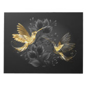 黒と金ゴールドハミングバード ノートパッド (正面)