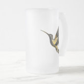 黒と金ゴールドハミングバード フロストグラスビールジョッキ (正面右)