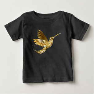 黒と金ゴールドハミングバード ベビーTシャツ
