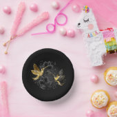 黒と金ゴールドハミングバード ペーパーボウル (パーティー)