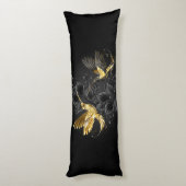 黒と金ゴールドハミングバード ボディピロー (裏面 (縦))