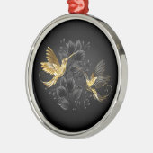 黒と金ゴールドハミングバード メタルオーナメント (左)