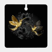 黒と金ゴールドハミングバード メタルオーナメント (裏面)