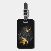 黒と金ゴールドハミングバード ラゲッジタグ (正面縦)