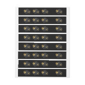 黒と金ゴールドハミングバード ラップアラウンド宛名ラベル (シート)