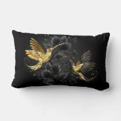 黒と金ゴールドハミングバード ランバークッション (裏面)