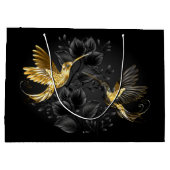 黒と金ゴールドハミングバード ラージペーパーバッグ (裏面)