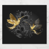 黒と金ゴールドハミングバード リキュールボトルラベル (シングルラベル)