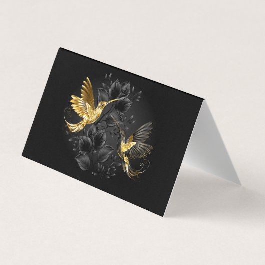 黒と金ゴールドハミングバード 名刺 (裏面)