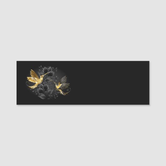 黒と金ゴールドハミングバード 名札 (正面)
