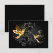 黒と金ゴールドハミングバード 案内状 (正面/裏面)