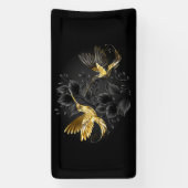 黒と金ゴールドハミングバード 横断幕 (縦)