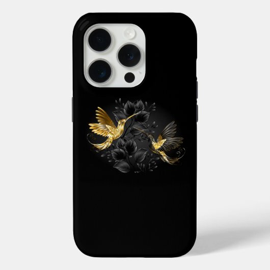 黒と金ゴールドハミングバード Case-Mate iPhoneケース (裏面)