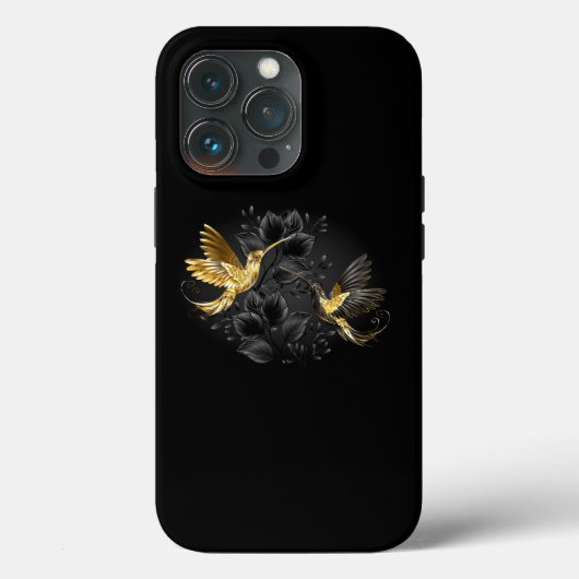 黒と金ゴールドハミングバード Case-Mate iPhoneケース (裏面)