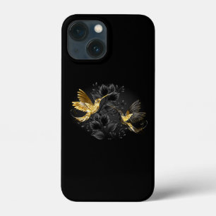黒と金ゴールドハミングバード iPhone 13 MINIケース