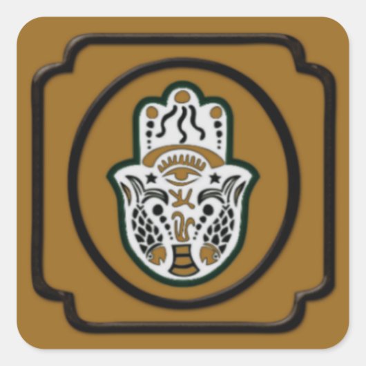 黒と金ゴールドハムサステッカー スクエアシール (正面)