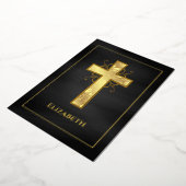 黒と金ゴールドバプテスマまたは《キリスト教》洗礼式や命名式フィリグリー 箔招待状 (回転した状態)