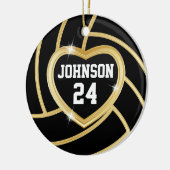 黒と金ゴールドバレーボール セラミックオーナメント (左)