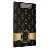 黒と金ゴールドバロックのダマスクのフレ華美ーム クリップボード (右)