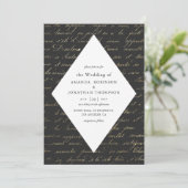 黒と金ゴールドパリスをテーマにした書結婚道 招待状 (スタンド正面)