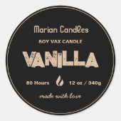 黒と金ゴールドパーソナライズされたのキャンドルラベル ラウンドシール (正面)