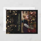 黒と金ゴールドパーソナライズされたのクリスマス ポストカード (正面/裏面)