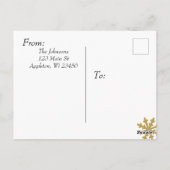 黒と金ゴールドパーソナライズされたのクリスマス ポストカード (裏面)