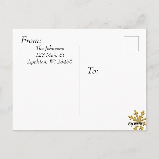 黒と金ゴールドパーソナライズされたのクリスマス ポストカード (裏面)