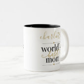 黒と金ゴールドパーソナライズされたの世界のマ最高のマ ツートーンマグカップ (正面右)