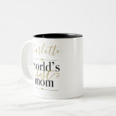 黒と金ゴールドパーソナライズされたの世界のマ最高のマ ツートーンマグカップ (正面左)