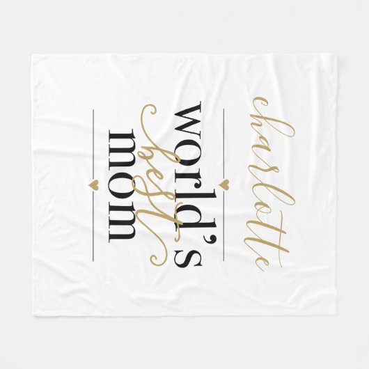 黒と金ゴールドパーソナライズされたの世界のマ最高のマ フリースブランケット (正面(横))