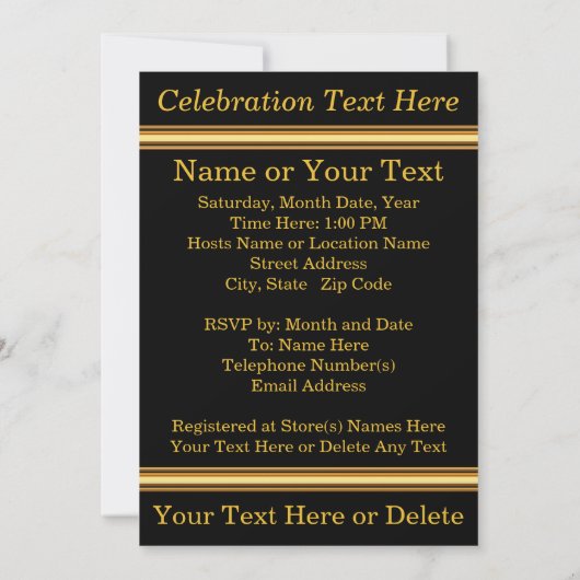 黒と金ゴールドパーソナライズされたの卒業招待状 招待状 (裏面)