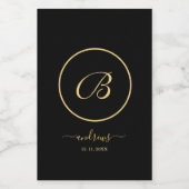 黒と金ゴールドパーソナライズされたの名前と署名 ワインラベル (シングルラベル)