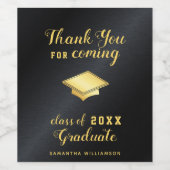 黒と金ゴールドパーソナライズされた卒業ありがとう ワインラベル (シングルラベル)