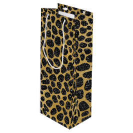 黒と金ゴールドヒョウの斑点 ワインギフトバッグ
