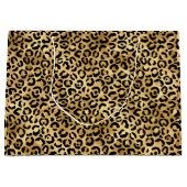 黒と金ゴールドヒョウ印刷チーズアニマルプリント ラージペーパーバッグ (正面)