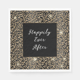 黒と金ゴールドヒョウ スタンダードランチョンナプキン