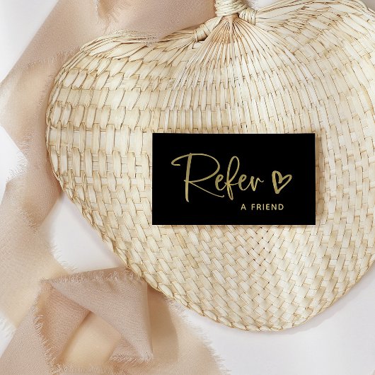 黒と金ゴールドフェイクのスクリプトとハート | 紹介カード