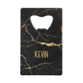 黒と金ゴールドフェイクの背景 クレジットカード栓抜き (正面)