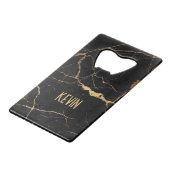 黒と金ゴールドフェイクの背景 クレジットカード栓抜き (正面アングル)