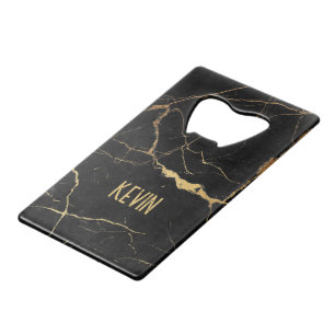 黒と金ゴールドフェイクの背景 クレジットカード栓抜き