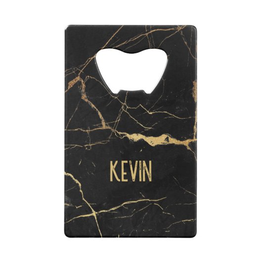 黒と金ゴールドフェイクの背景 クレジットカード栓抜き (裏面)