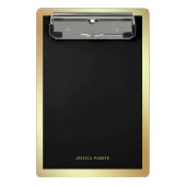 黒と金ゴールドフェイクグラ縁どム ミニクリップボード (正面)