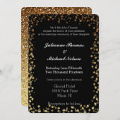 黒と金ゴールドフェイクグリッターの結婚《写真》ぼけ味 招待状 (正面/裏面)