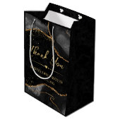 黒と金ゴールドフェイクグリッターアガテスウィート16 ミディアムペーパーバッグ (裏面アングル)
