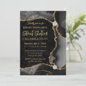 黒と金ゴールドフェイクグリッターアガテスウィート16 招待状 (スタンド正面)