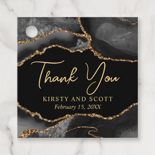 黒と金ゴールドフェイクグリッターアゲ結婚ート フェイバータグ (正面)