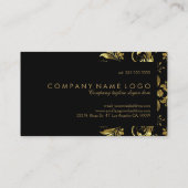 黒と金ゴールドフェイクフローラレース 名刺 (裏面)