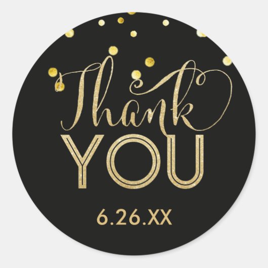 黒と金ゴールドフェイクラウンドステッカー ラウンドシール (正面)