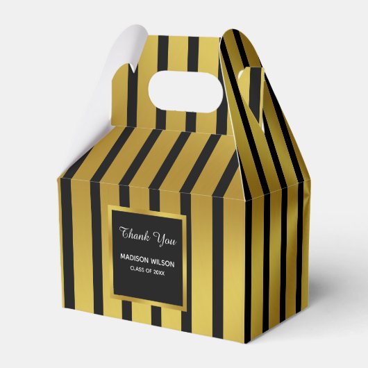 黒と金ゴールドフェイク卒業パーティーありがとう フェイバーボックス (裏面サイド)